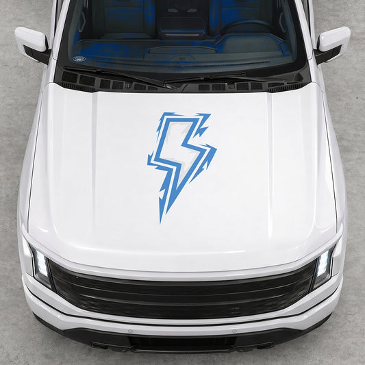 Hood Panel Decal/Sticker - Cut Bordered Electric Graphic Decal Graphic Kit - For FORD F-150 2015-2020 - Premium Vinyl