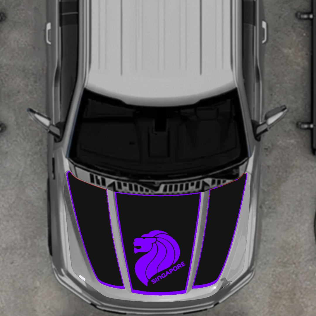 Hood Panel Decal/Sticker - Singapore - Border Graphic Kit - For Ford F-150 2020-2026 - Premium Vinyl