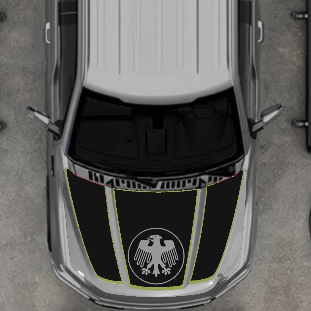 Hood Panel Decal/Sticker - Germany Logo - Cut - Border Graphic Kit - For Ford F-150 2020-2026 - Premium Vinyl