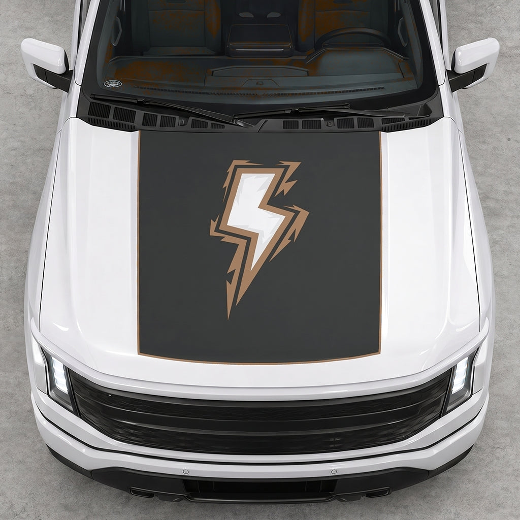 Hood Panel Decal/Sticker - Bordered Electric Graphic Decal Graphic Kit - For FORD F-150 2015-2020 - Premium Vinyl