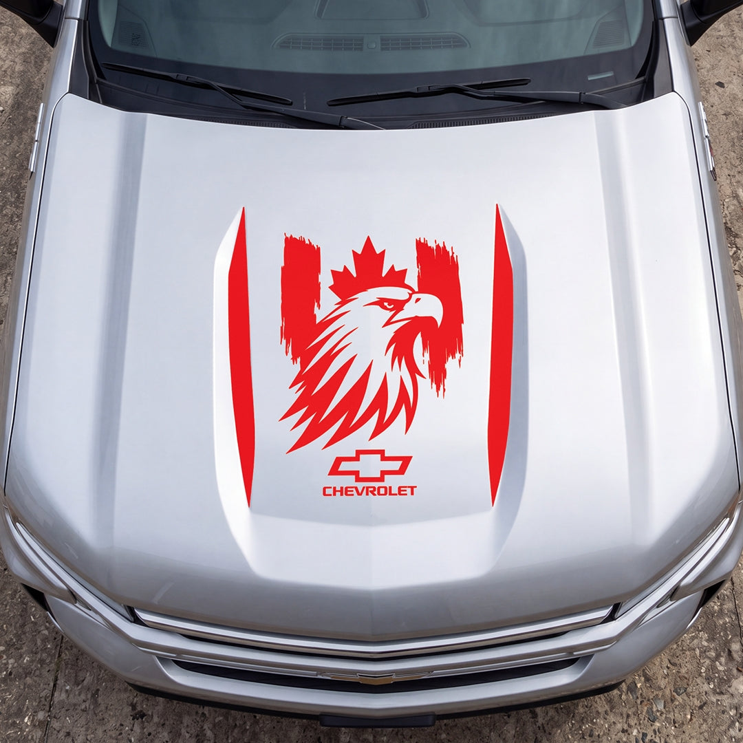 Hood Panel Decal/Sticker - Proud Canadaian Eagle Head Graphic Decal Graphic Kit - For Chevrolet Silverado 2019-2024 - Premium Vinyl