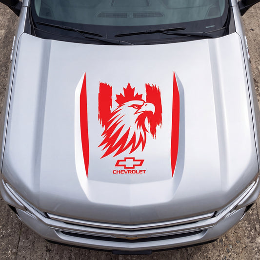 Hood Panel Decal/Sticker - Proud Canadaian Eagle Head Graphic Decal Graphic Kit - For Chevrolet Silverado 2019-2024 - Premium Vinyl