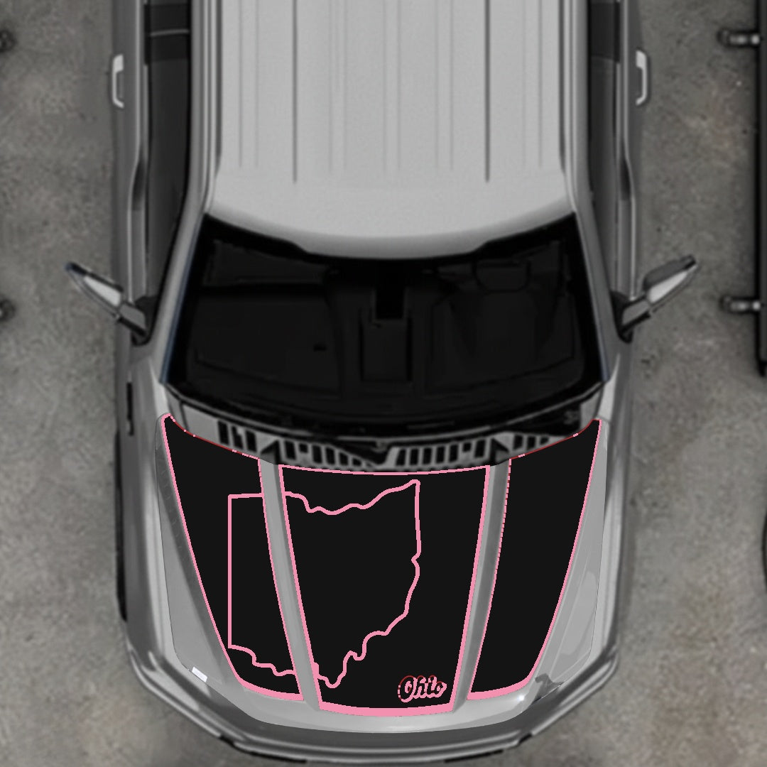 Hood Panel Decal/Sticker - Ohio - Border Graphic Kit - For Ford F-150 2020-2026 - Premium Vinyl