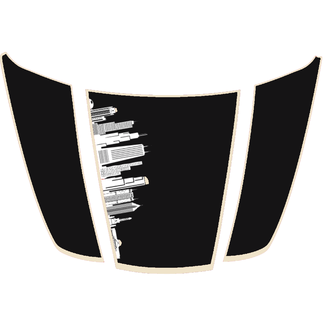 Hood Panel Decal/Sticker - Dubai Skyline - Cut - Border Graphic Kit - For Ford F-150 2020-2026 - Premium Vinyl