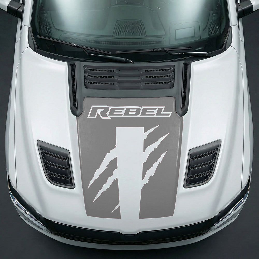 Hood Panel Decal/Sticker - Fierce REBEL Monster Slash Graphic Kit - For Dodge Ram 2019-2025 - Premium Vinyl