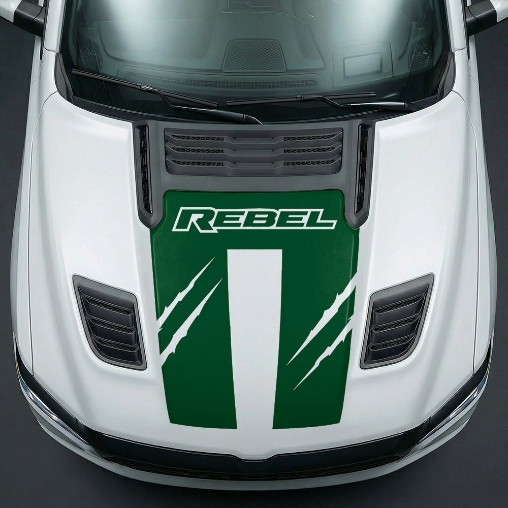 Hood Panel Decal/Sticker - Dodge RAM Rebel Claw Scratch U-Shape Stripe Graphic Kit - For Dodge Ram 2019-2025 - Premium Vinyl