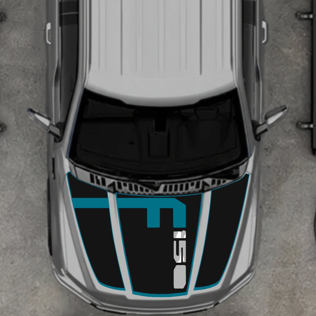 Hood Panel Decal/Sticker - Style 4 - Cut - Border Graphic Kit - For Ford F-150 2020-2026 - Premium Vinyl