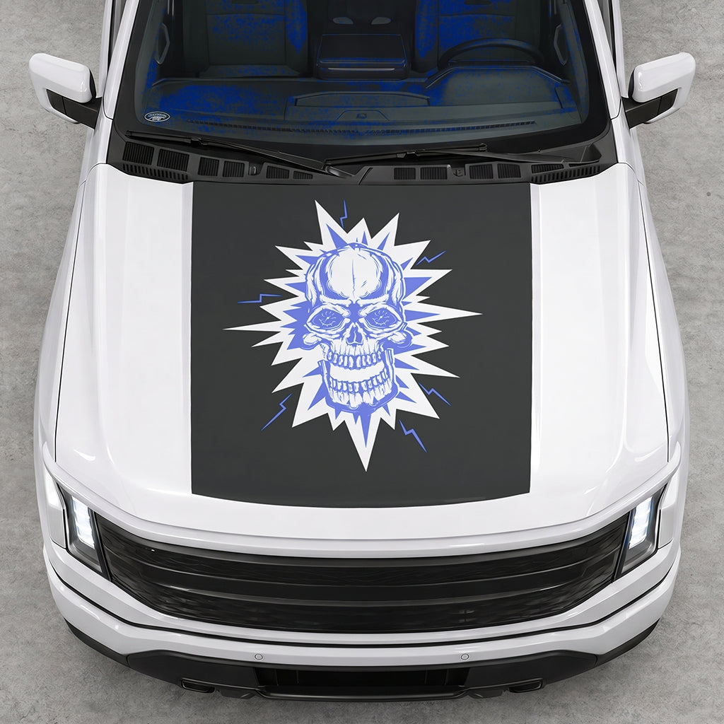 Hood Panel Decal/Sticker - Electric Skull Graphic Decal Graphic Kit - For FORD F-150 2015-2020 - Premium Vinyl