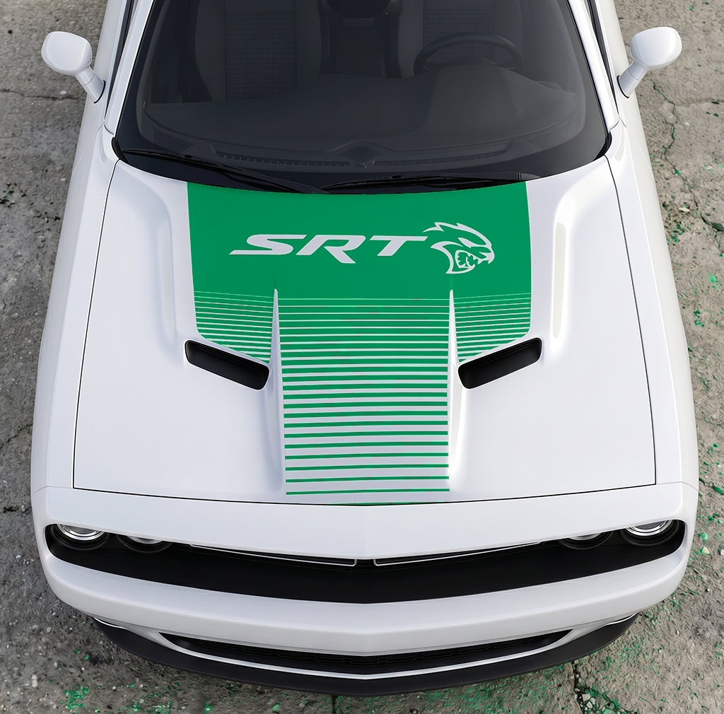 Hood Panel Decal/Sticker - Dodge Challenger SRT Hellcat Edition - Speed Fade Gradient Graphic Kit - For Dodge Challenger 2015-2024 - Premium Vinyl