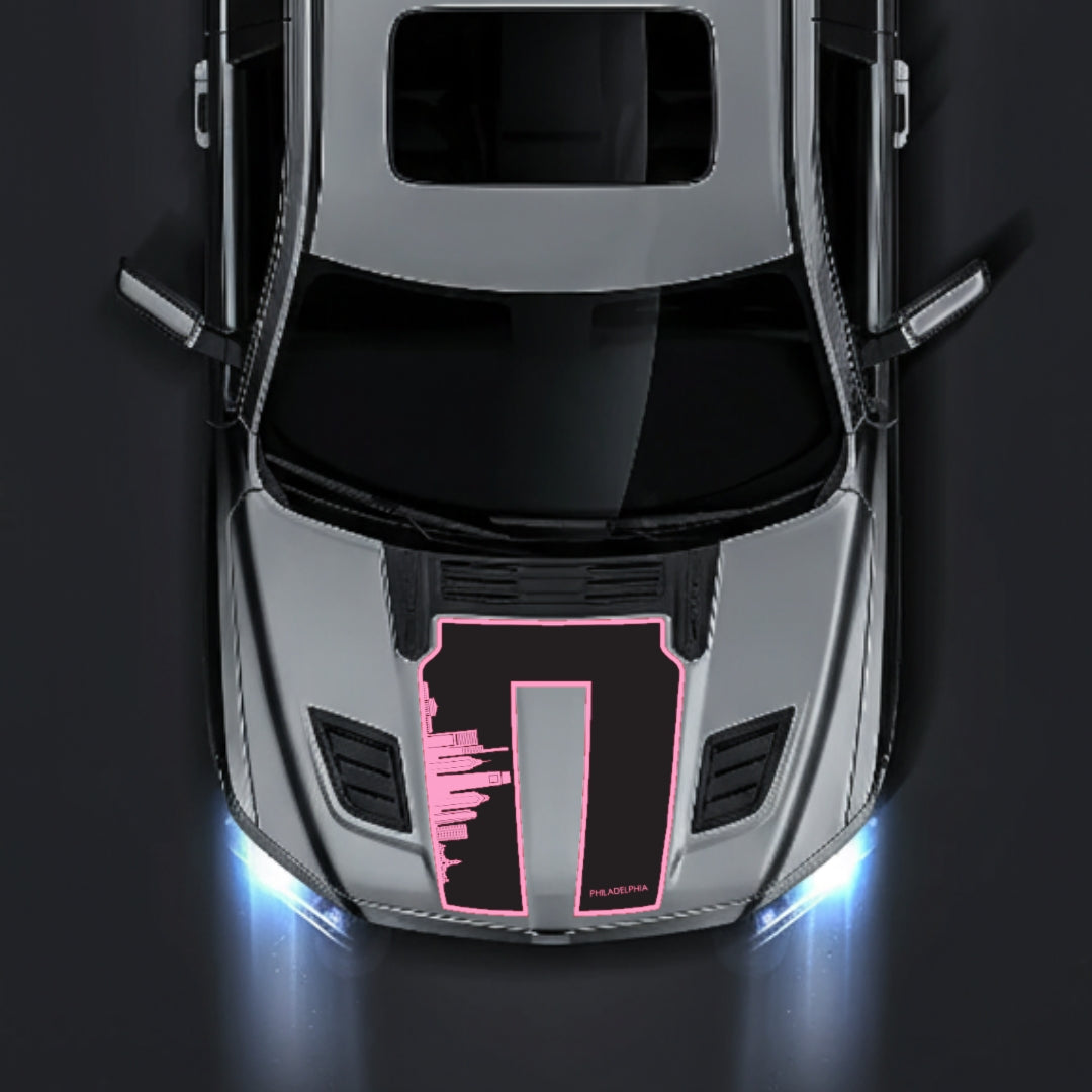Hood Panel Decal/Sticker - Philadelphia Skyline - Border Graphic Kit - For Dodge RAM 1500 2019-2025 - Premium Vinyl