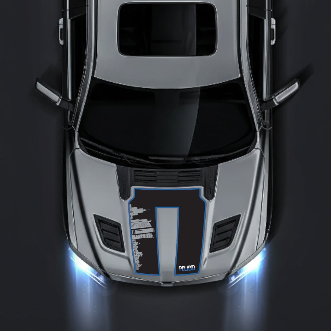 Hood Panel Decal/Sticker - Poland Skyline - Cut - Border Graphic Kit - For Dodge RAM 1500 2019-2025 - Premium Vinyl