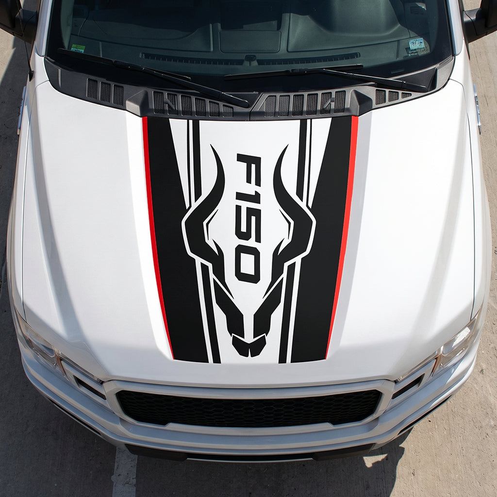 Hood Panel Decal/Sticker - Horns Graphic Decal Graphic Kit - For Ford F-150 2015-2020 - Premium Vinyl