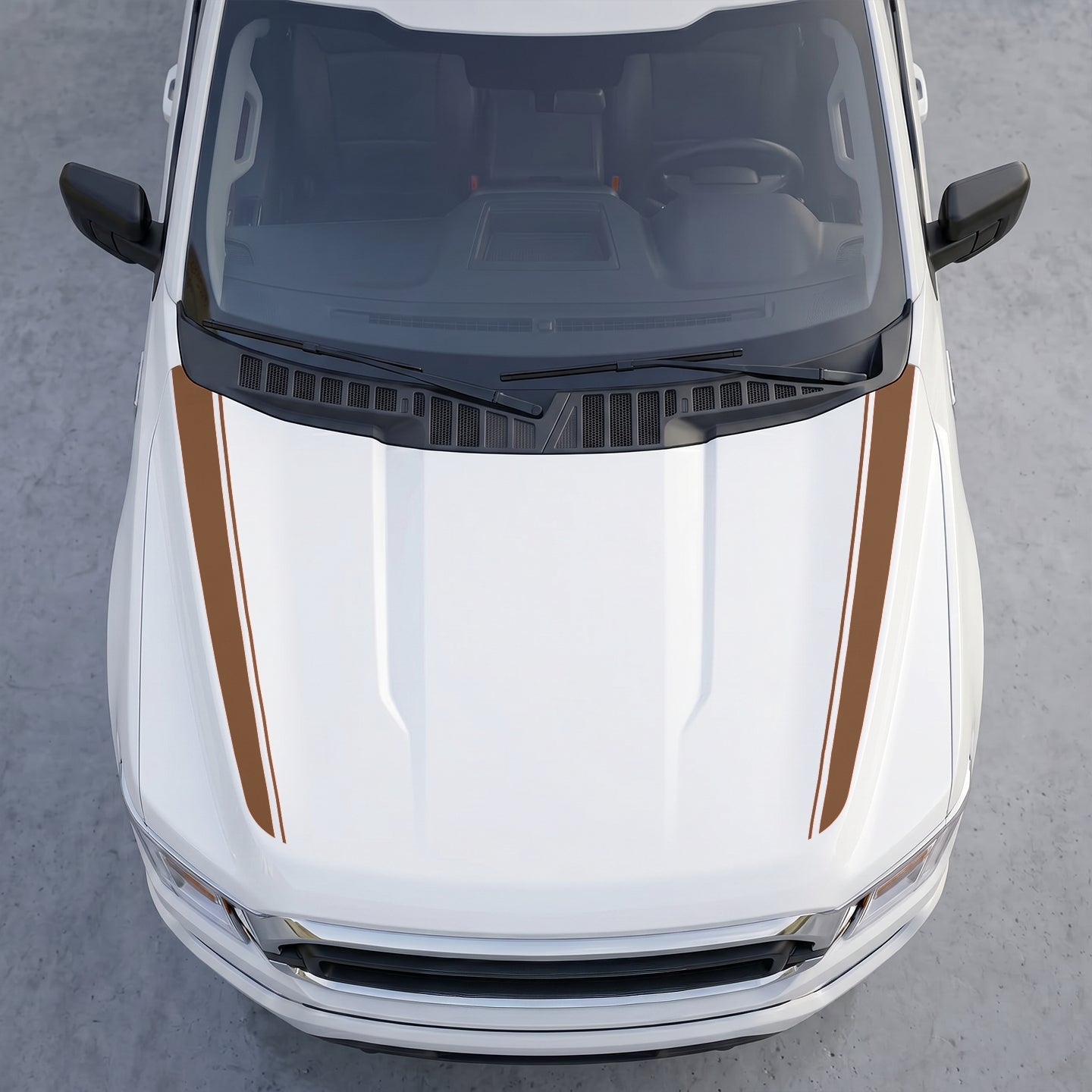 Hood Panel Decal/Sticker - Dual Pinstripe Hood Cowl Decals – Sport Outer Edge Accent Stripes Vinyl Graphics Kit Graphic Kit - For Ford F-150 F150 2015-2020 - Premium Vinyl