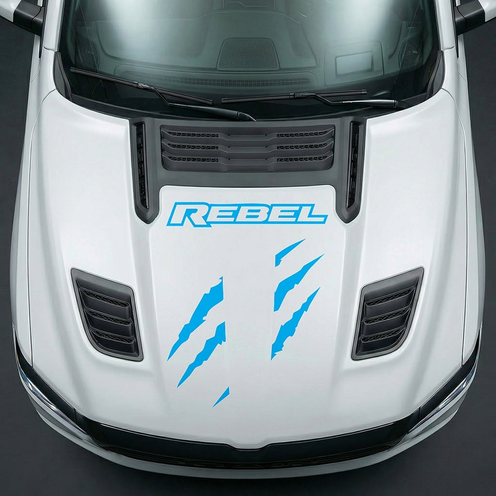 Hood Panel Decal/Sticker - Fierce REBEL Monster Slash - Cut Graphic Kit - For Dodge Ram 2019-2025 - Premium Vinyl