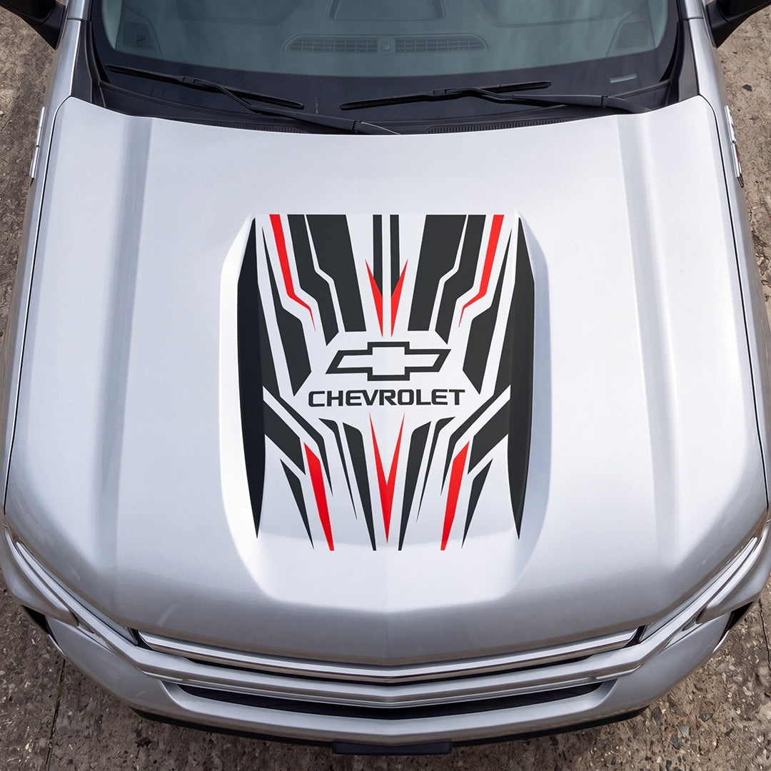 Hood Panel Decal/Sticker - Speed Cut Graphic Decal Graphic Kit - For Chevrolet Silverado 2019-2024 - Premium Vinyl