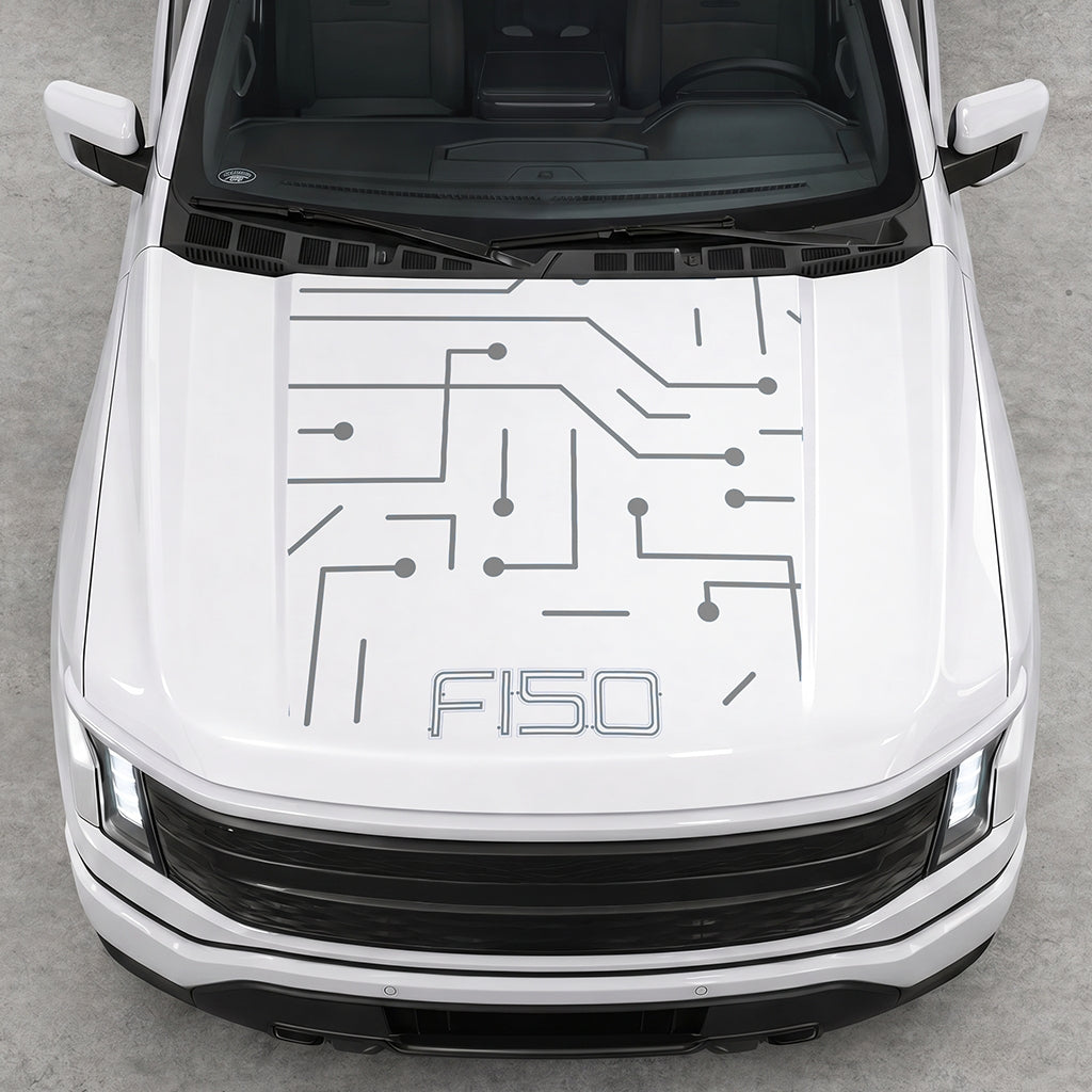 Hood Panel Decal/Sticker - Cut Electric Circuit Graphic Decal Graphic Kit - For FORD F-150 2015-2020 - Premium Vinyl