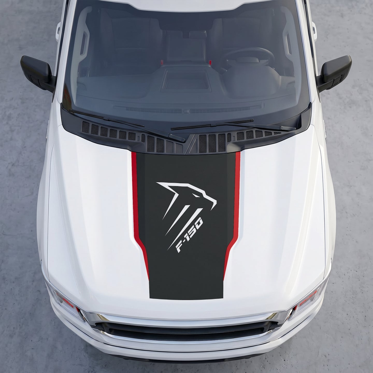 Hood Panel Decal/Sticker - Aggressive Raptor Profile Hood Decal – Geometric Pator Head Graphic Vinyl Sticker Graphic Kit - For Ford F-150 F150 2015-2020 - Premium Vinyl