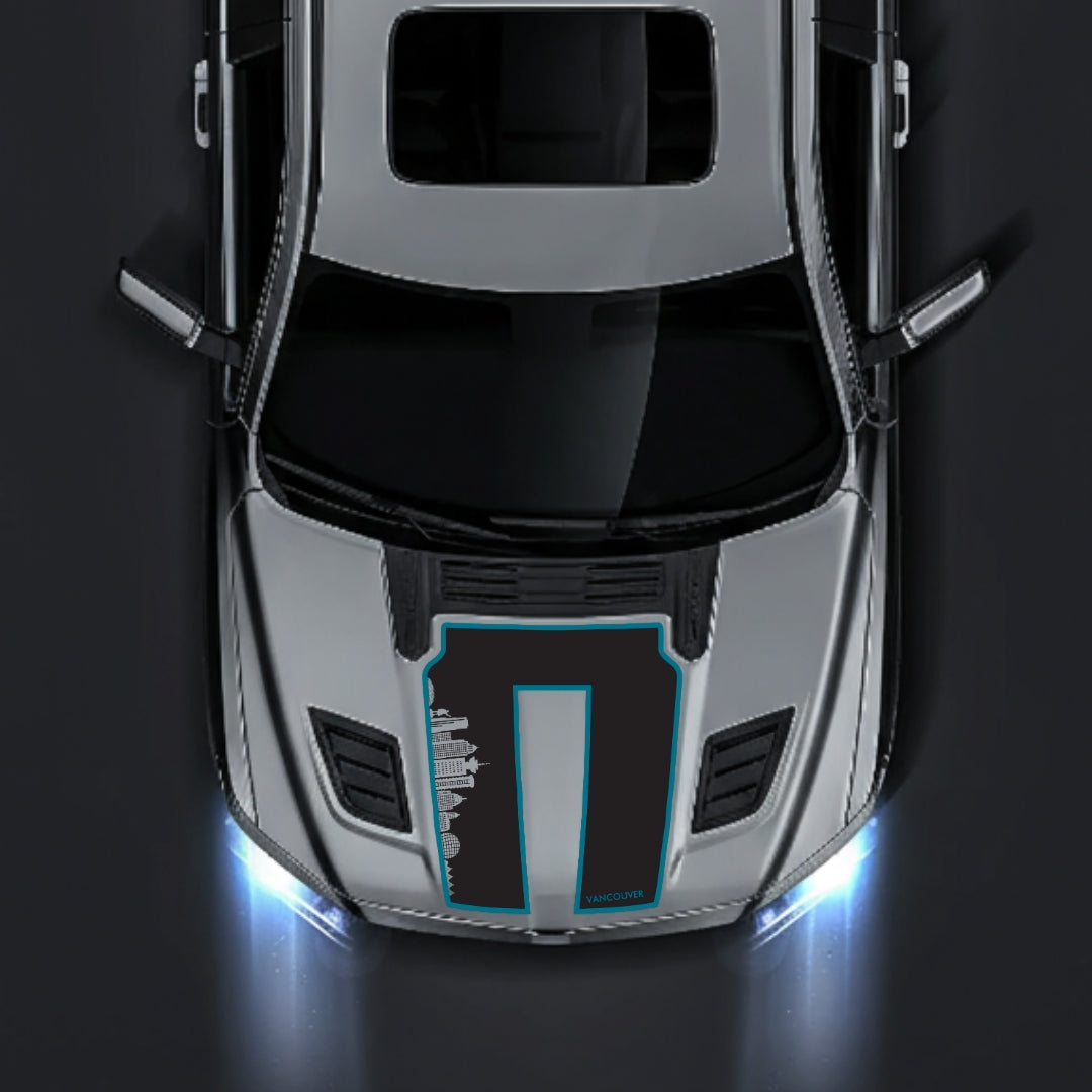 Performance Hood Panel Decal/Sticker - Vancouver Skyline - Cut - Border Graphic Kit - For Dodge RAM 1500 2019-2025 - Premium Vinyl