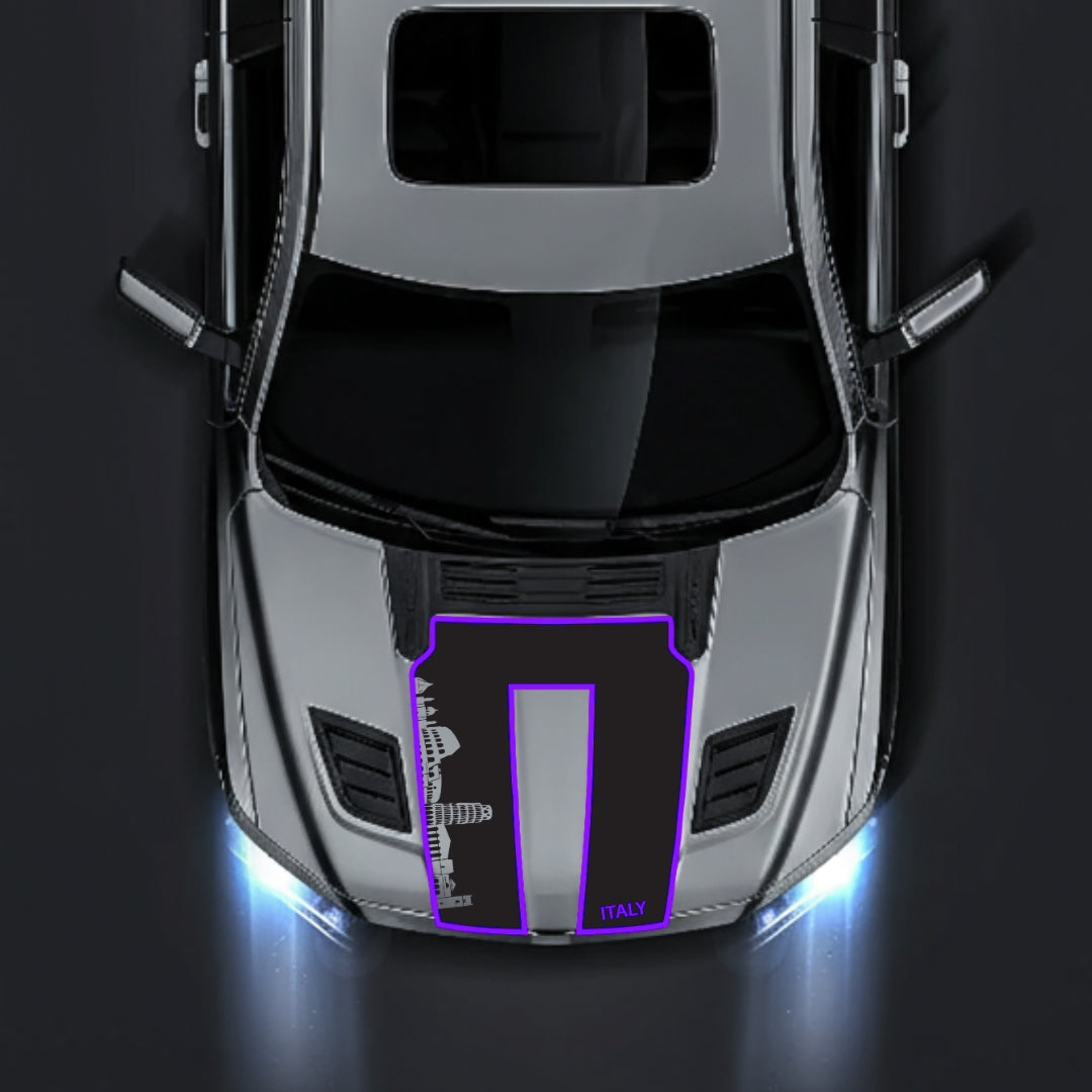 Performance Hood Panel Decal/Sticker - Italy Skyline - Cut - Border Graphic Kit - For Dodge RAM 1500 2019-2025 - Premium Vinyl