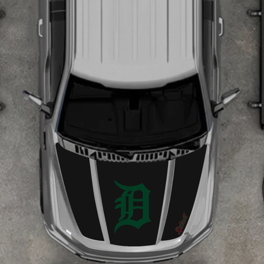 Hood Panel Decal/Sticker - Detroit intial Graphic Kit - For Ford F-150 2020-2026 - Premium Vinyl