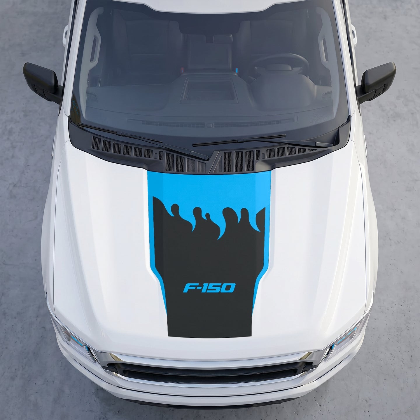 Hood Panel Decal/Sticker - Fire Flame Wave Hood Decal Wrap – Bold Liquid Flame Vector Graphic Kit - For Ford F-150 F150 2015-2020 - Premium Vinyl