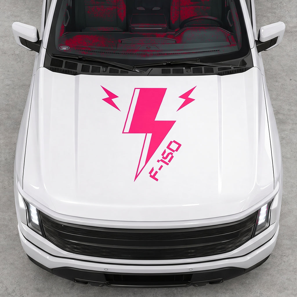 Hood Panel Decal/Sticker - Cut Triple Electric Graphic Decal Graphic Kit - For FORD F-150 2015-2020 - Premium Vinyl