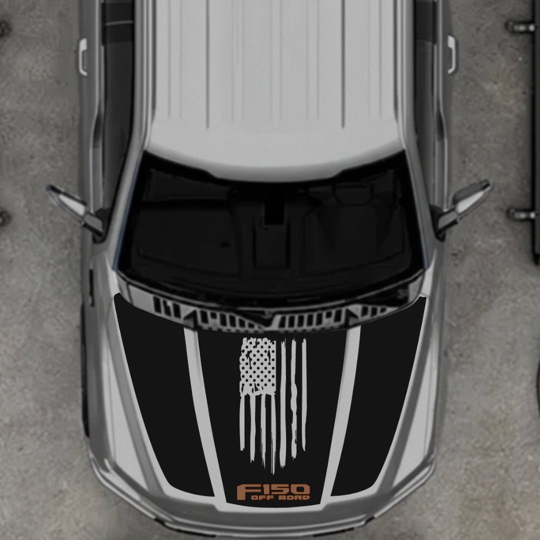 Hood Panel Decal/Sticker - USA Style 10 Graphic Kit - For Ford F-150 2020-2026 - Premium Vinyl