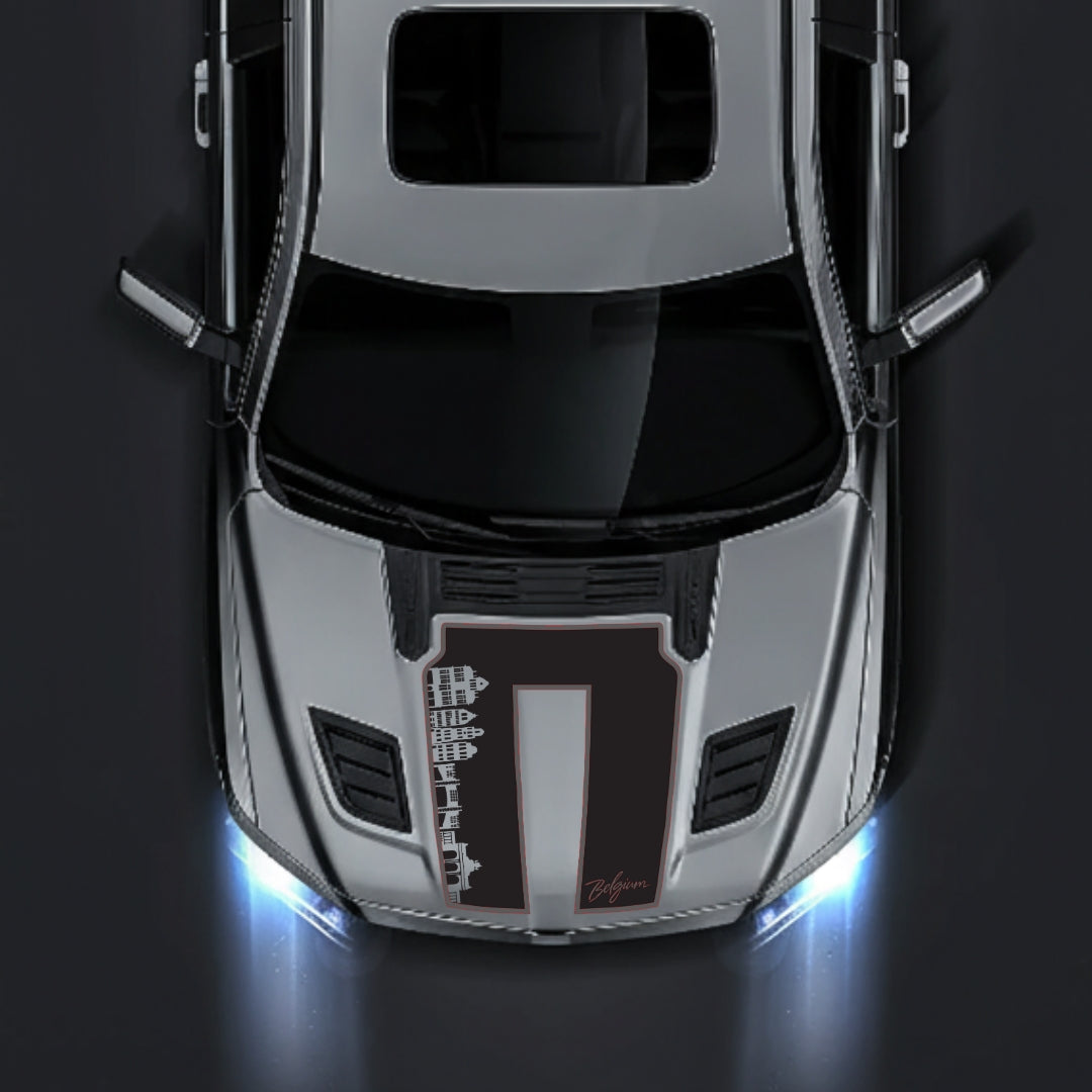 Hood Panel Decal/Sticker - Belgium Skyline - Cut - Border Graphic Kit - For Dodge RAM 1500 2019-2025 - Premium Vinyl