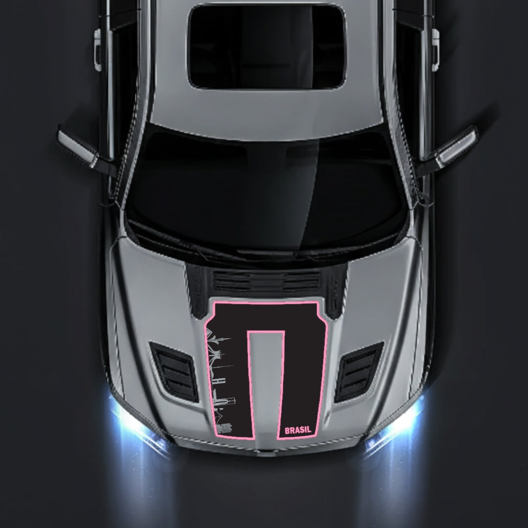 Hood Panel Decal/Sticker - Brazil Skyline - Cut - Border Graphic Kit - For Dodge RAM 1500 2019-2025 - Premium Vinyl