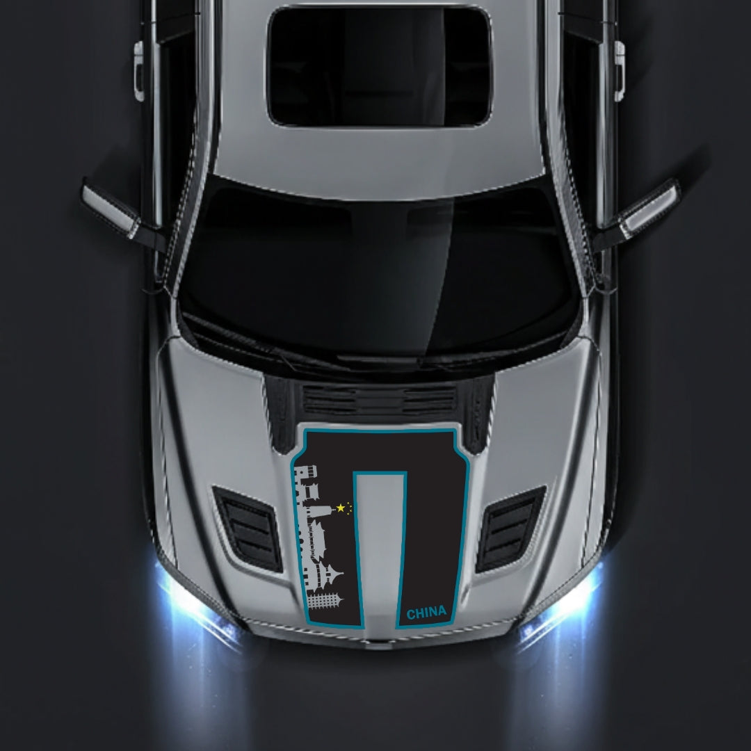 Performance Hood Panel Decal/Sticker - China Skyline - Cut - Border Graphic Kit - For Dodge RAM 1500 2019-2025 - Premium Vinyl