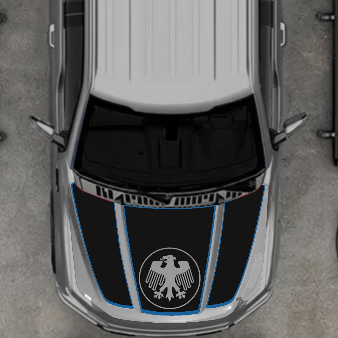 Hood Panel Decal/Sticker - Germany Logo - Cut - Border Graphic Kit - For Ford F-150 2020-2026 - Premium Vinyl