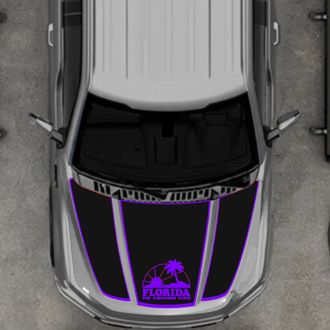 Hood Panel Decal/Sticker - Flordia - Border Graphic Kit - For Ford F-150 2020-2026 - Premium Vinyl