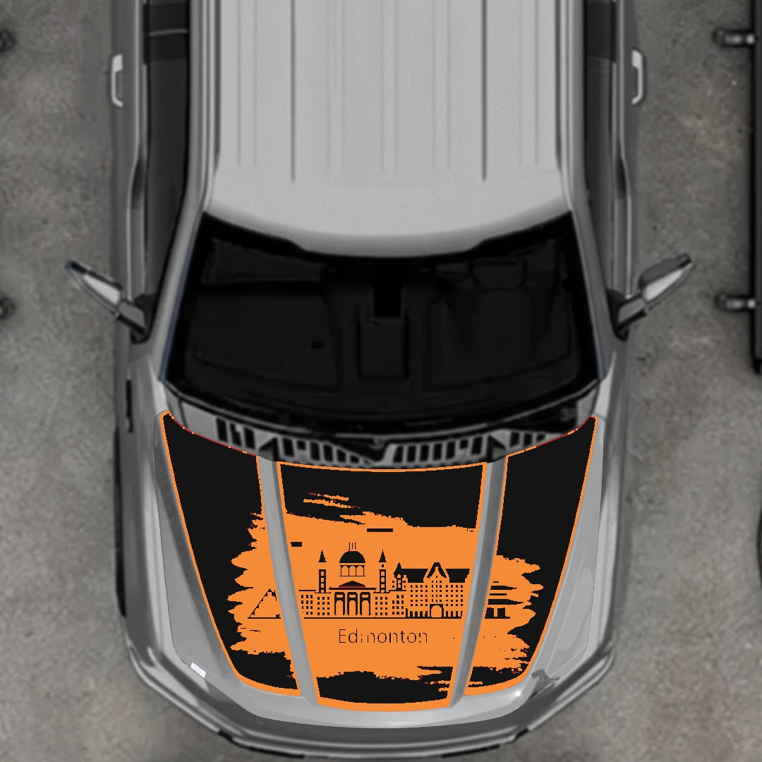 Hood Panel Decal/Sticker - Edmonton - Border Graphic Kit - For Ford F-150 2020-2026 - Premium Vinyl
