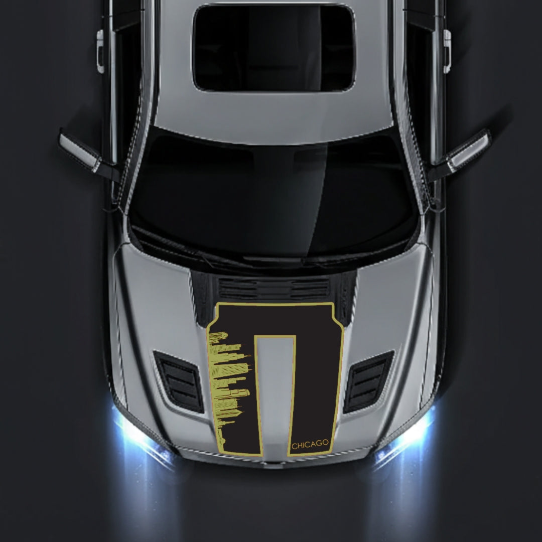 Hood Panel Decal/Sticker - Chicago Skyline - Border Graphic Kit - For Dodge RAM 1500 2019-2025 - Premium Vinyl