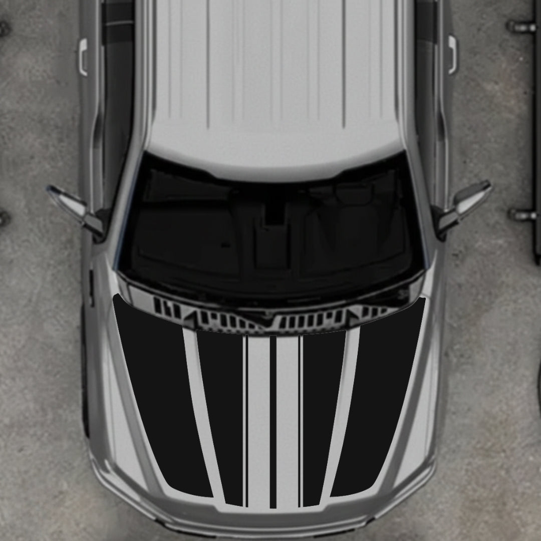 Hood Panel Decal/Sticker - Bars Style - Cut Graphic Kit - For Ford F-150 2020-2026 - Premium Vinyl