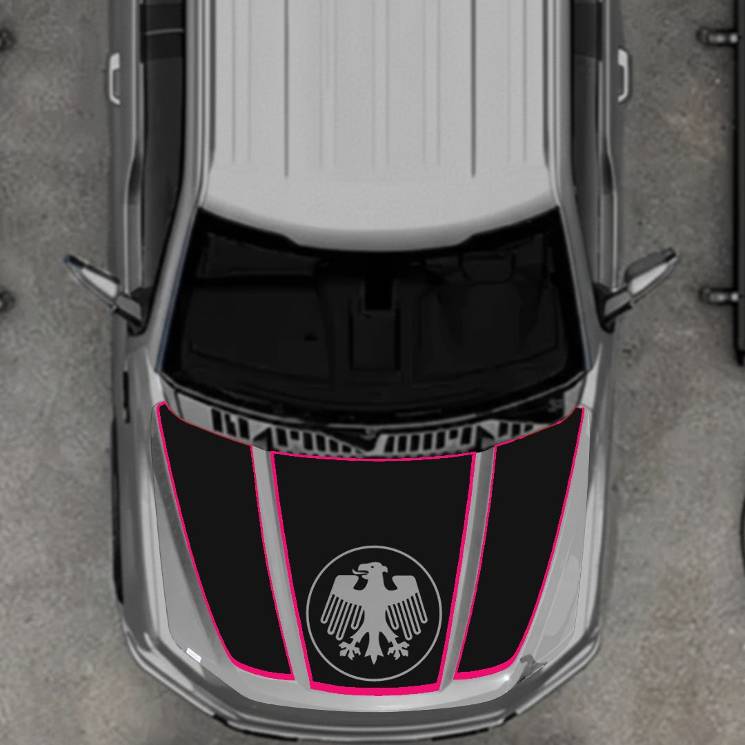 Hood Panel Decal/Sticker - Germany Logo - Cut - Border Graphic Kit - For Ford F-150 2020-2026 - Premium Vinyl