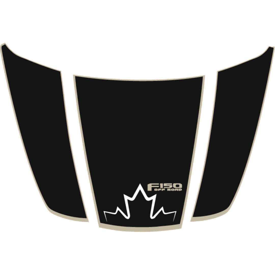 Hood Panel Decal/Sticker - Canada Style 1 - Cut - Border Graphic Kit - For Ford F-150 2020-2026 - Premium Vinyl
