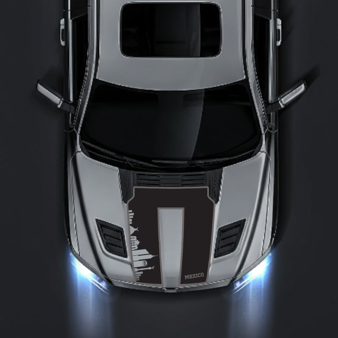 Performance Hood Panel Decal/Sticker - Mexico Skyline - Cut - Border Graphic Kit - For Dodge RAM 1500 2019-2025 - Premium Vinyl