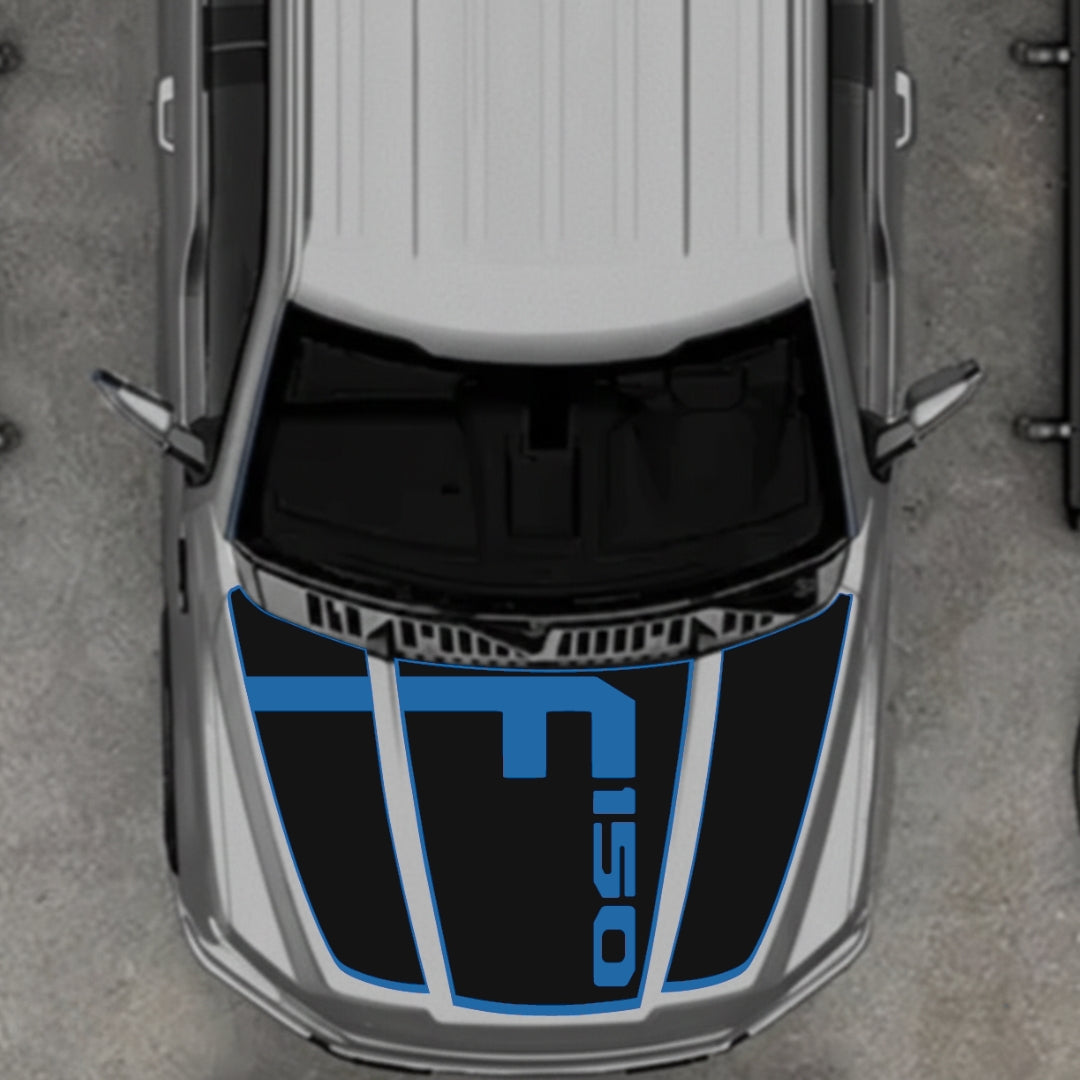 Hood Panel Decal/Sticker - Style 3 - Border Graphic Kit - For Ford F-150 2020-2026 - Premium Vinyl