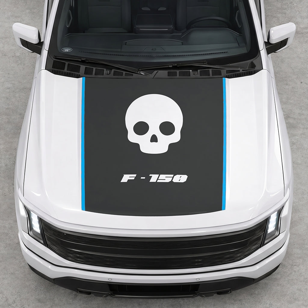 Hood Panel Decal/Sticker - Skull Graphic Decal Graphic Kit - For Ford F-150 2015-2020 - Premium Vinyl