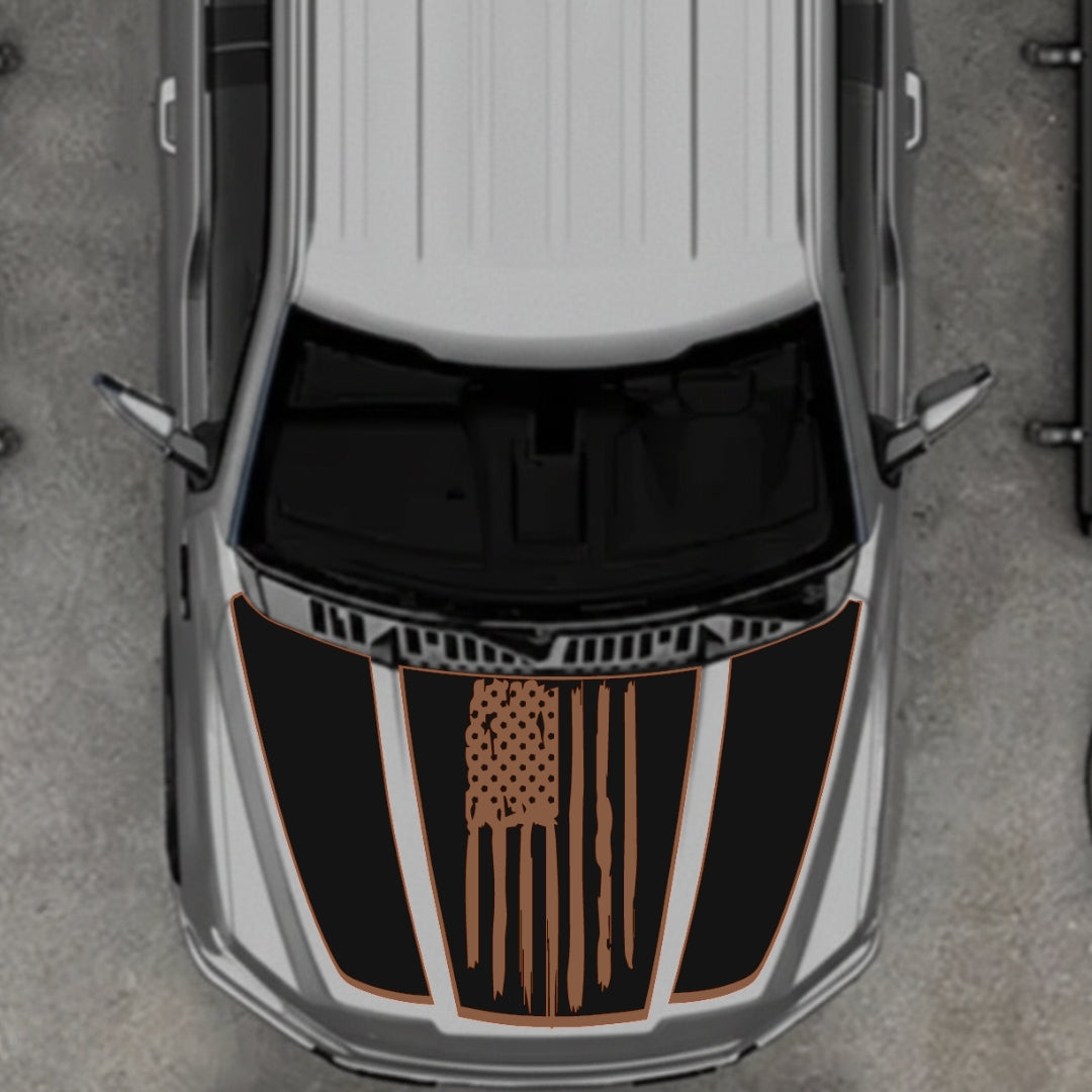 Hood Panel Decal/Sticker - USA Style 1 - Border Graphic Kit - For Ford F-150 2020-2026 - Premium Vinyl