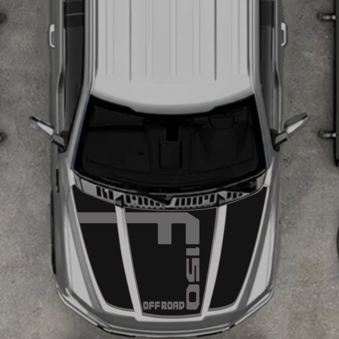 Hood Panel Decal/Sticker - Style 5 - Border Graphic Kit - For Ford F-150 2020-2026 - Premium Vinyl