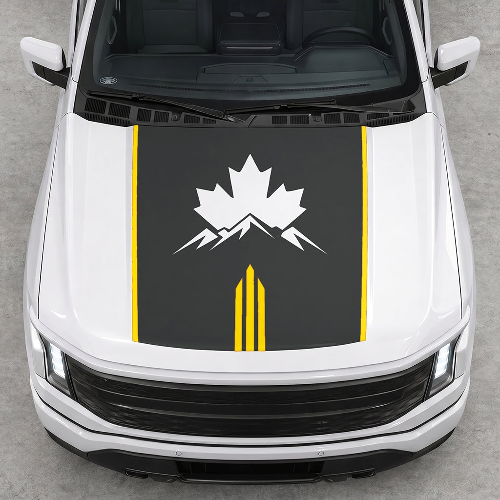 Hood Panel Decal/Sticker - Maple and Mountain Graphic Decal Graphic Kit - For Ford F-150 2015-2020 - Premium Vinyl
