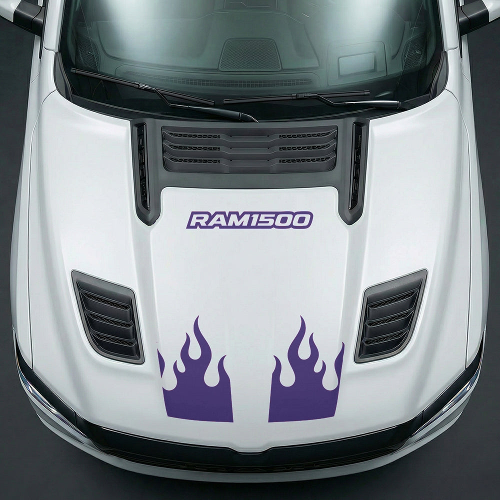 Hood Panel Decal/Sticker - RAM 1500 Flaming U-Shape - Cut Graphic Kit - For Dodge Ram 2019-2025 - Premium Vinyl