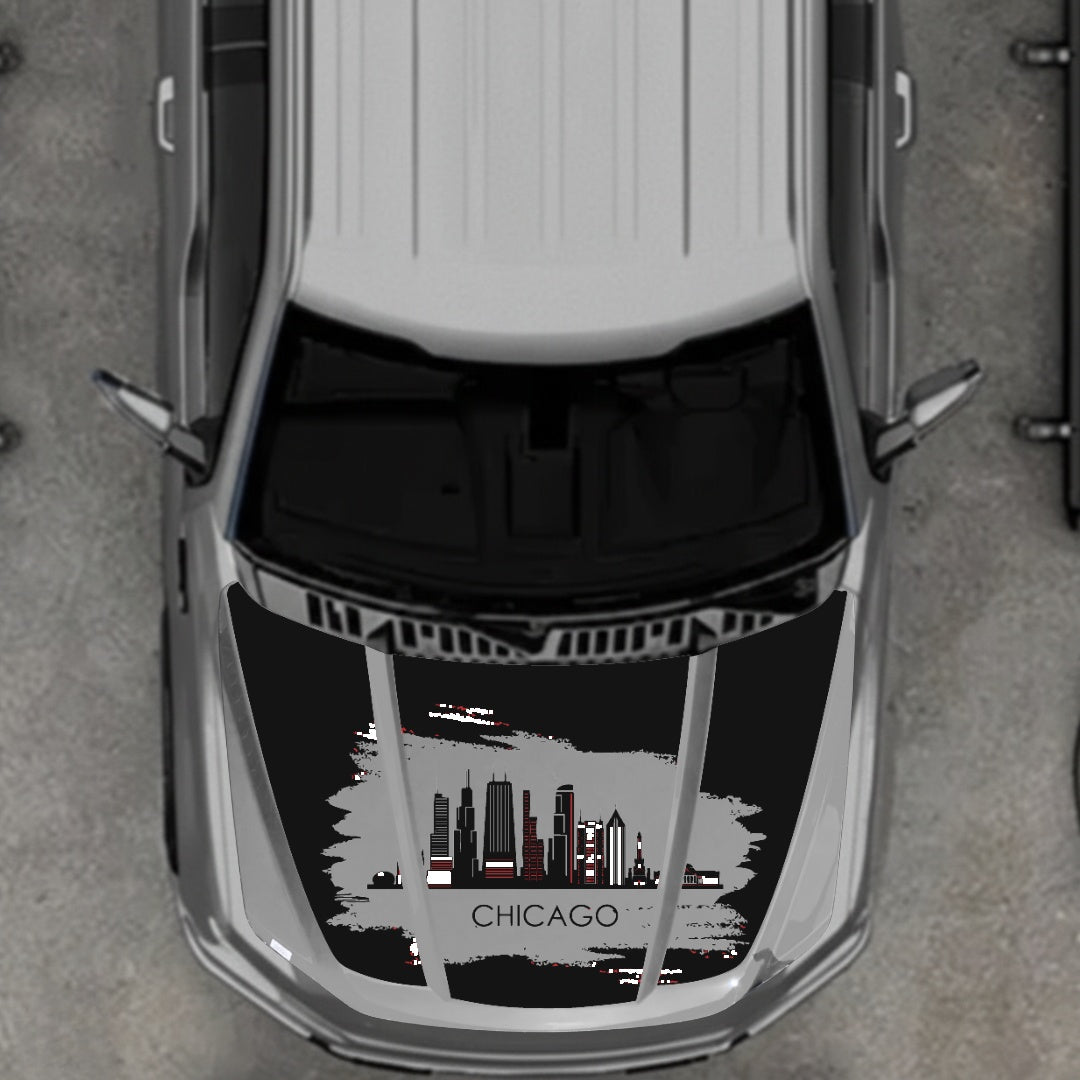 Hood Panel Decal/Sticker - Chicago - Cut Graphic Kit - For Ford F-150 2020-2026 - Premium Vinyl