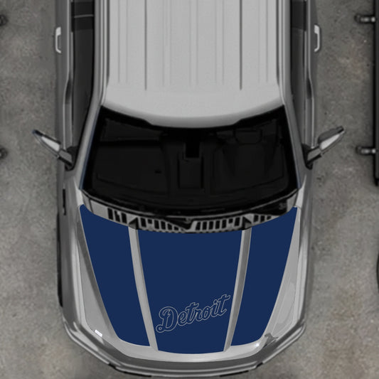 Hood Panel Decal/Sticker - Detroit Blue - Cut Graphic Kit - For Ford F-150 2020-2026 - Premium Vinyl