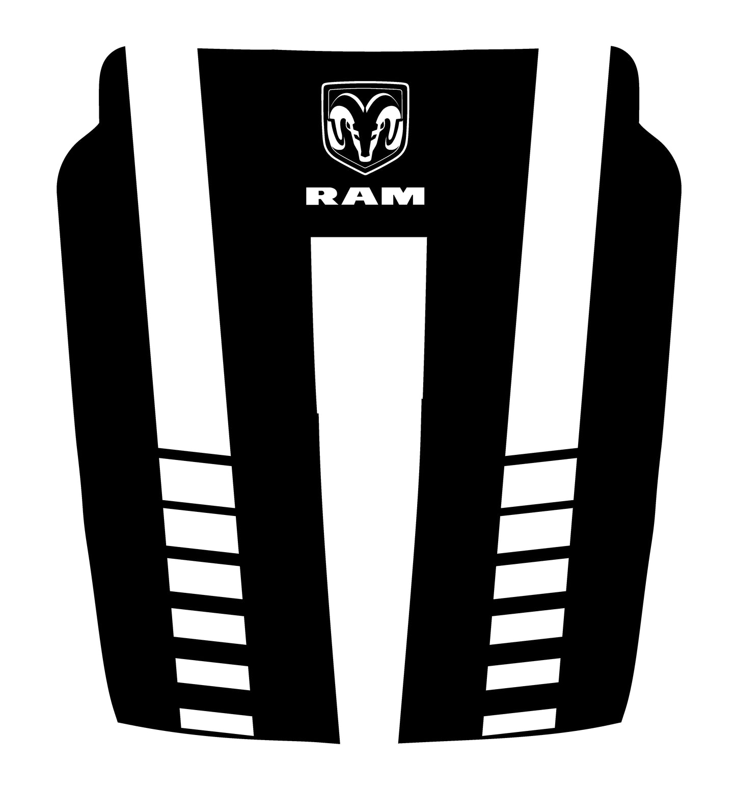 Hood Panel Decal/Sticker - Sport Strobe V-Stripes with Center RAM Logo Graphic Kit - For Dodge Ram 2019-2025 - Premium Vinyl