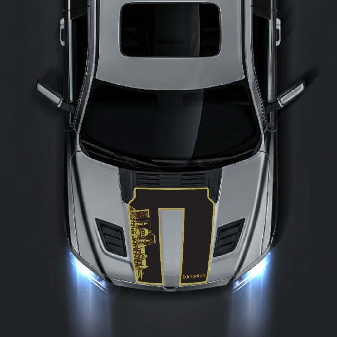 Hood Panel Decal/Sticker - Edmonton Skyline - Border Graphic Kit - For Dodge RAM 1500 2019-2025 - Premium Vinyl
