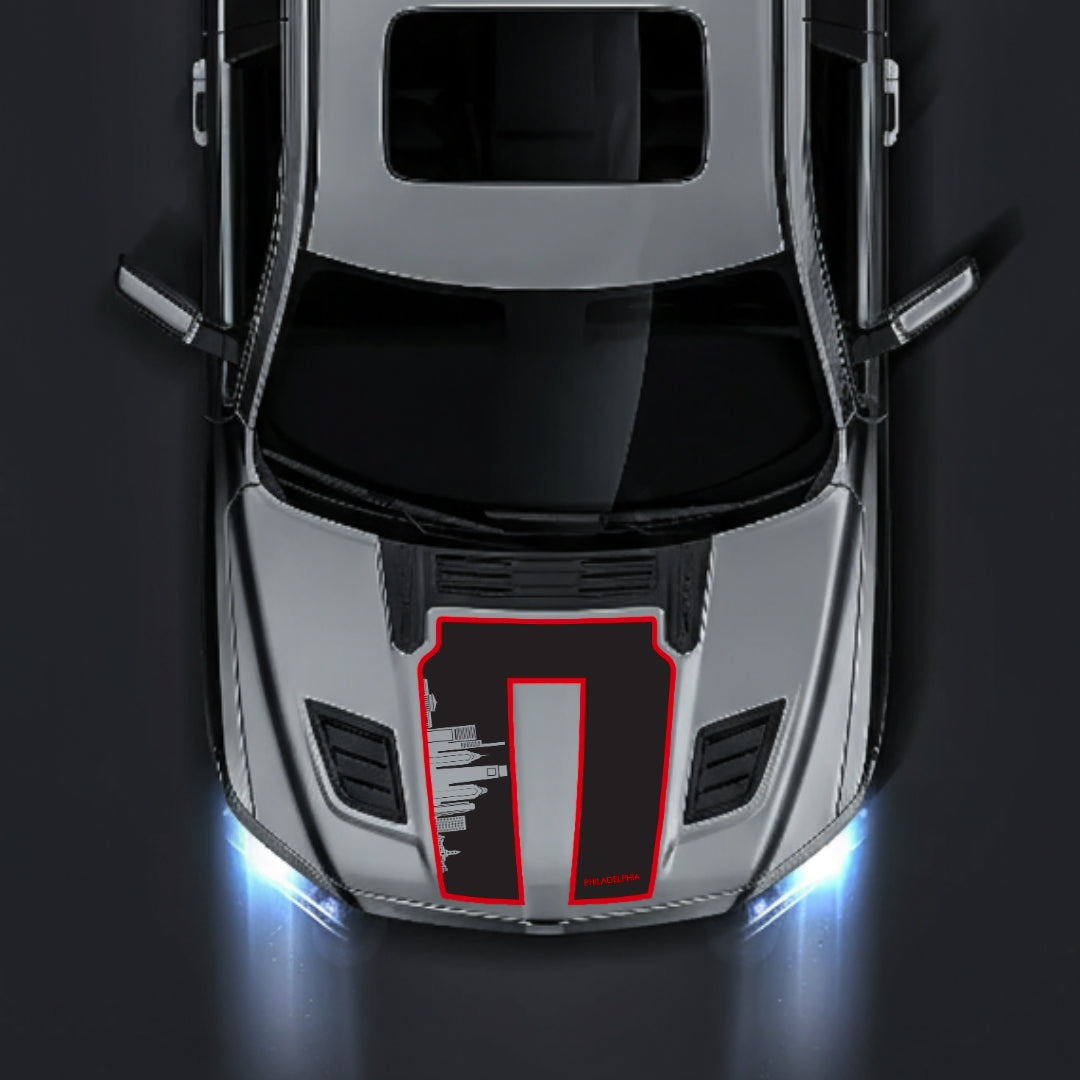 Performance Hood Panel Decal/Sticker - Philadelphia Skyline - Cut - Border Graphic Kit - For Dodge RAM 1500 2019-2025 - Premium Vinyl