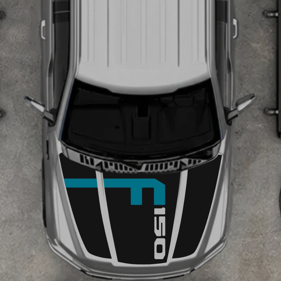 Hood Panel Decal/Sticker - Style 9 - Cut Graphic Kit - For Ford F-150 2020-2026 - Premium Vinyl